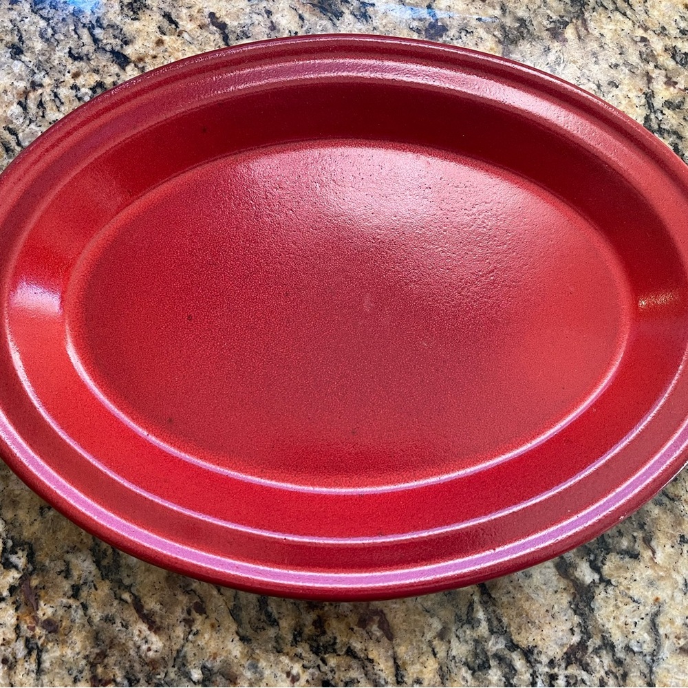 Vintage Emile Henry Red Pivoine Stoneware Platter